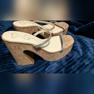 Jessica Simpson Silver Strappy Platform Sandals